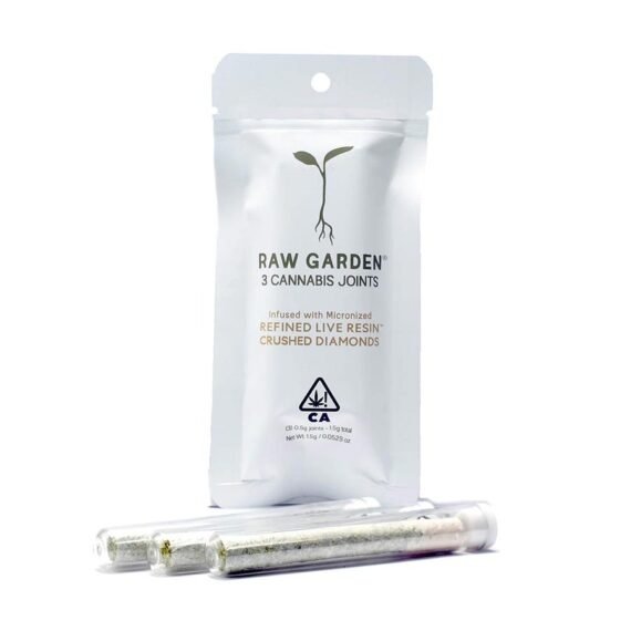 raw-garden-sunshine-og-infused-pre-roll-3-pack-570x570-1-1.jpg RAW GARDEN- INFUSED JOINTS- MICRONIZED REFINED LIVE RESIN CRUSHED DIAMONDS- GUAVAMELON - Image 1